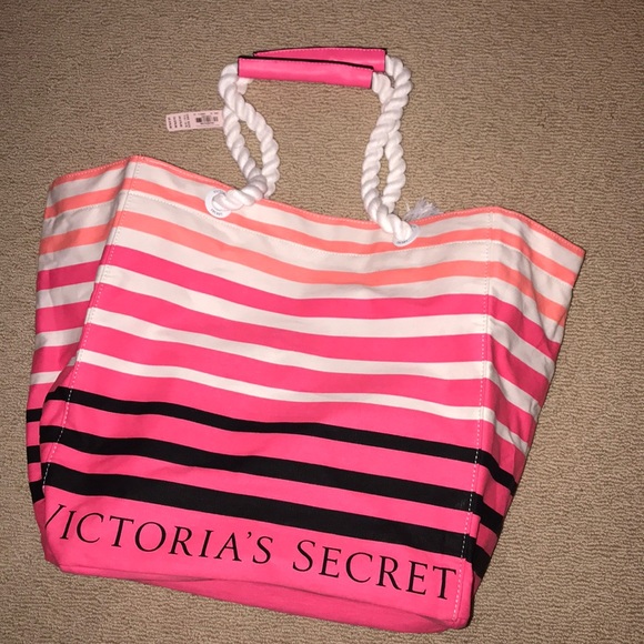 Victoria's Secret Handbags - Victoria’s Secret large striped tote bag NWT